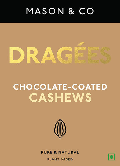 Chocolate | Chocolate Coated Cashew Dragées - Pure &amp; Natural - Plant Based - No Additives - Mason &amp; Co - 150gm