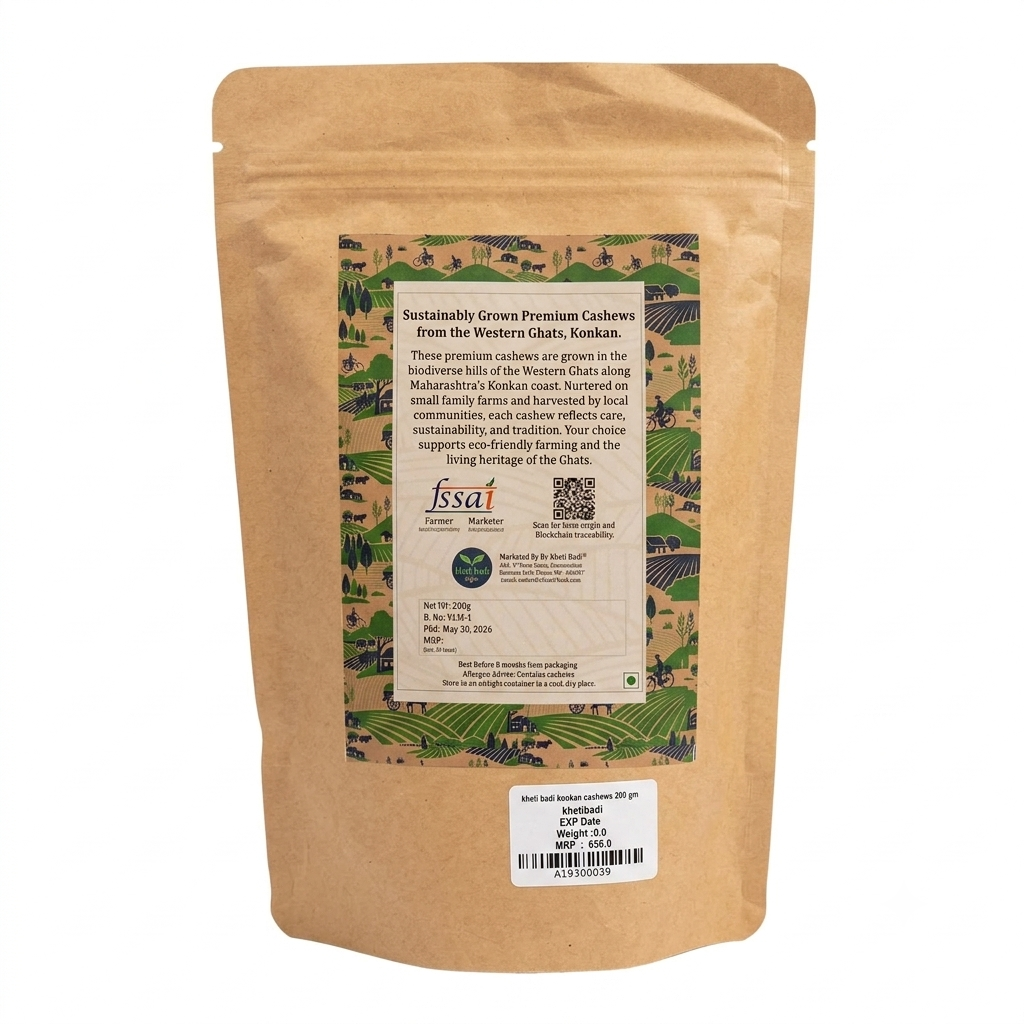 Cashews | Konkan Cashews - Plant Based, Super Food,  Nutrient Dense-No Pesticides, No Chemicals -Khetibadi – 250gm