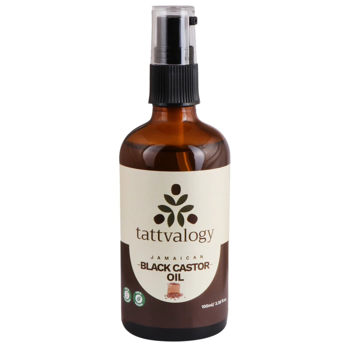 Black Castor Oil | Jamaican - USDA Organic - Vegan, Cruelty Free, Cold Pressed, Paraben Free & Preservatives Free – Tattvalogy – 100ml