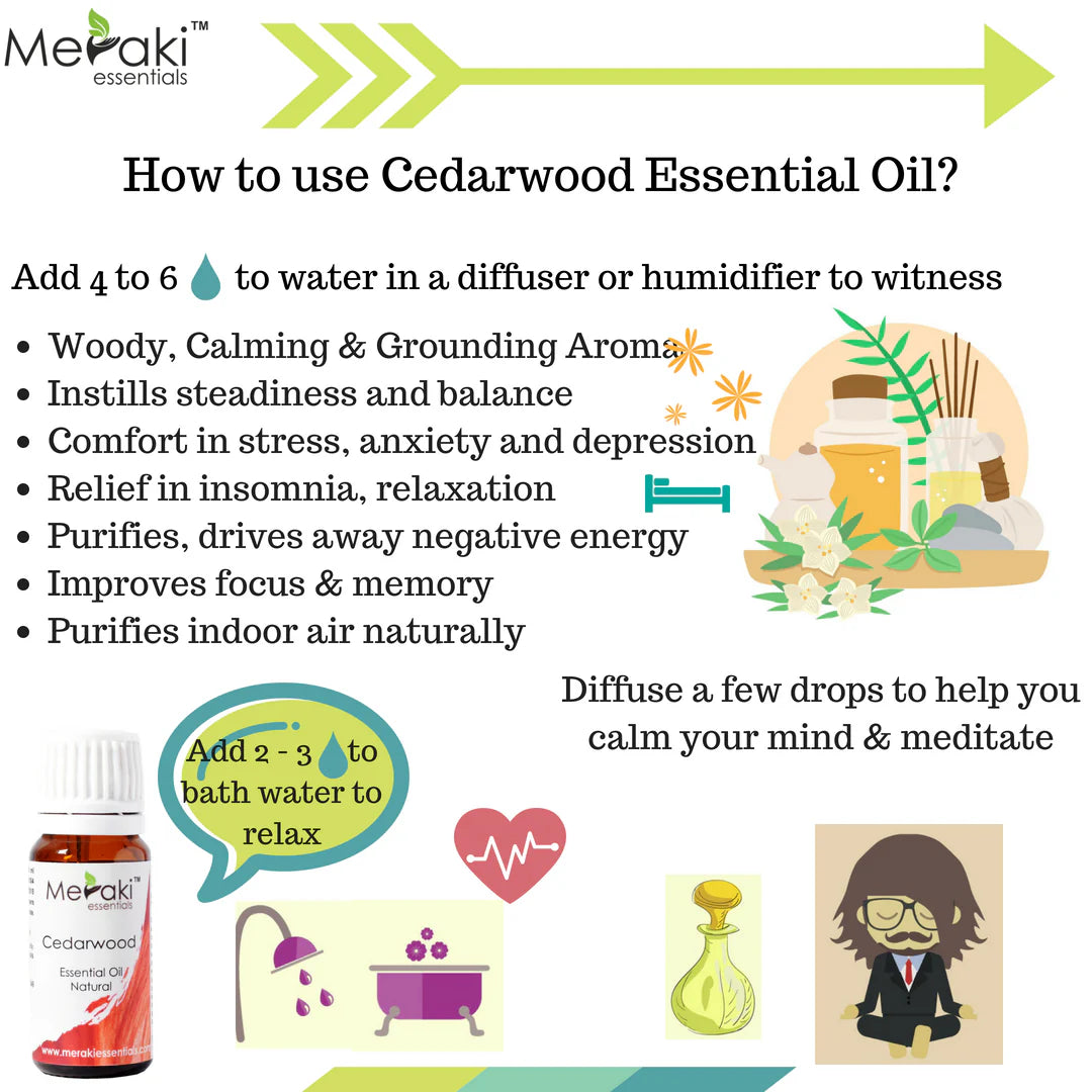 Cedarwood Natural Oil - Natural - Indian - Meraki Essential - 10ml