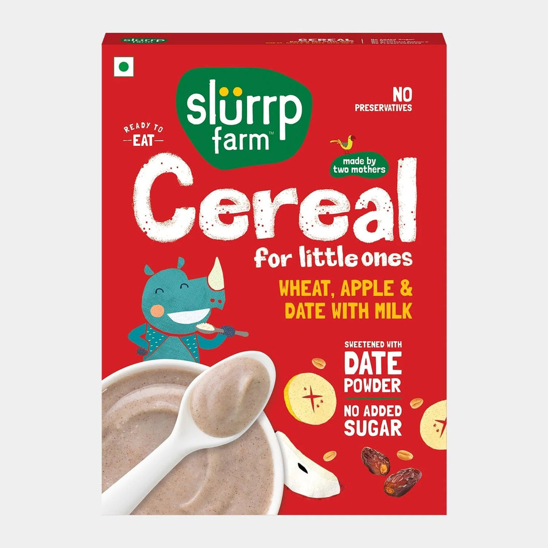 Cereal | Wheat, Apple &amp; Date With Milk (Sweetened With Date Powder) - Instant Cereal - No Added Sugar - Slurrp Farm - 200gm