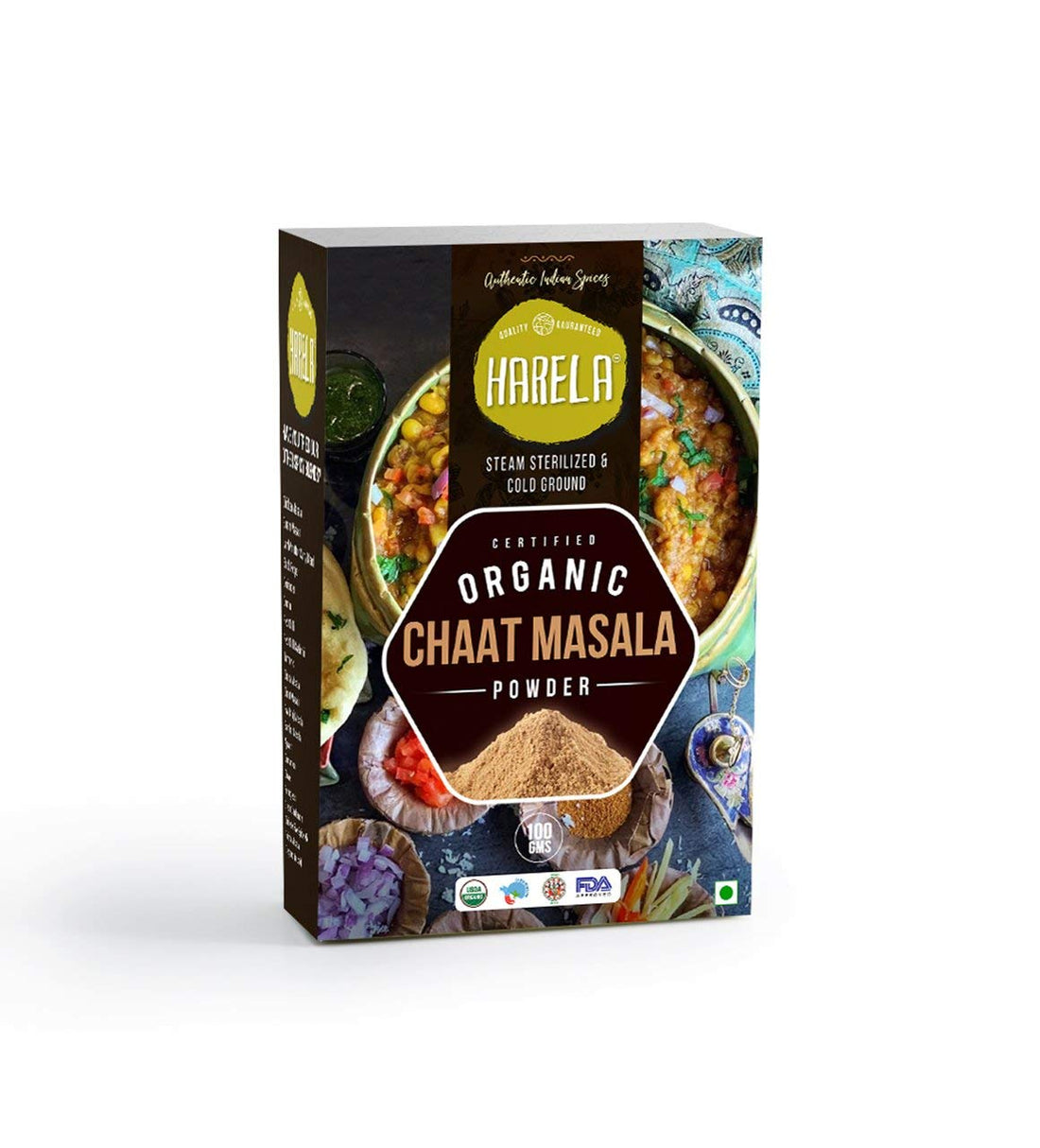 Chaat Masala Powder | Certified Organic - Cold Pressed &amp; Steam Sterilized - No Additives &amp;amp; No Added Preservatives - Harela - 100gms