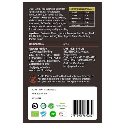 Chaat Masala Powder | Certified Organic - Cold Pressed &amp; Steam Sterilized - No Additives &amp;amp; No Added Preservatives - Harela - 100gms
