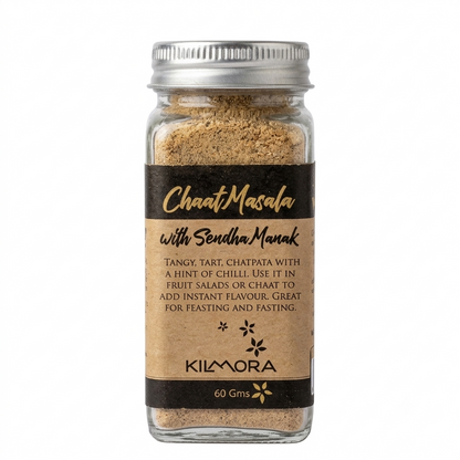 Seasoning | Chaat Masala with Sendha Namak - No Additives, No Artificial Flavours &amp; Preservatives Free - Kilmora - 60gm