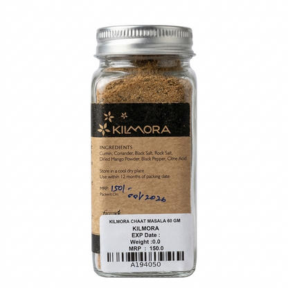 Seasoning | Chaat Masala with Sendha Namak - No Additives, No Artificial Flavours &amp; Preservatives Free - Kilmora - 60gm