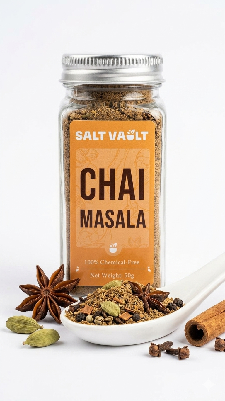 Chai Masala | Freshly Roasted – No Added Artificial Color &amp; No Added Preservatives – Salt Vault – 50gm