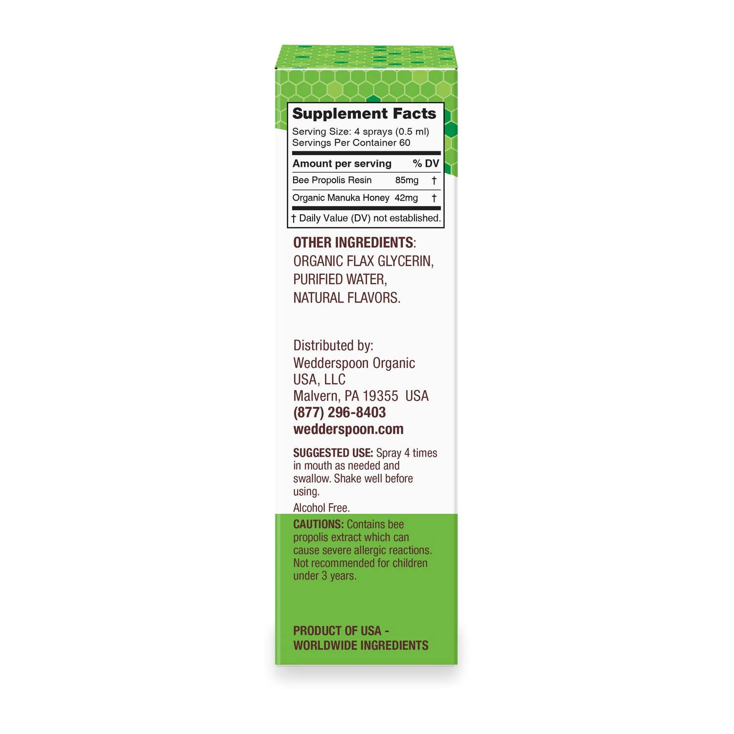 Manuka Honey and Propolis - MGO 400+  - Throat Spray - Chamomile Mint - Natural Flavoured - Wedderspoon - 30ml