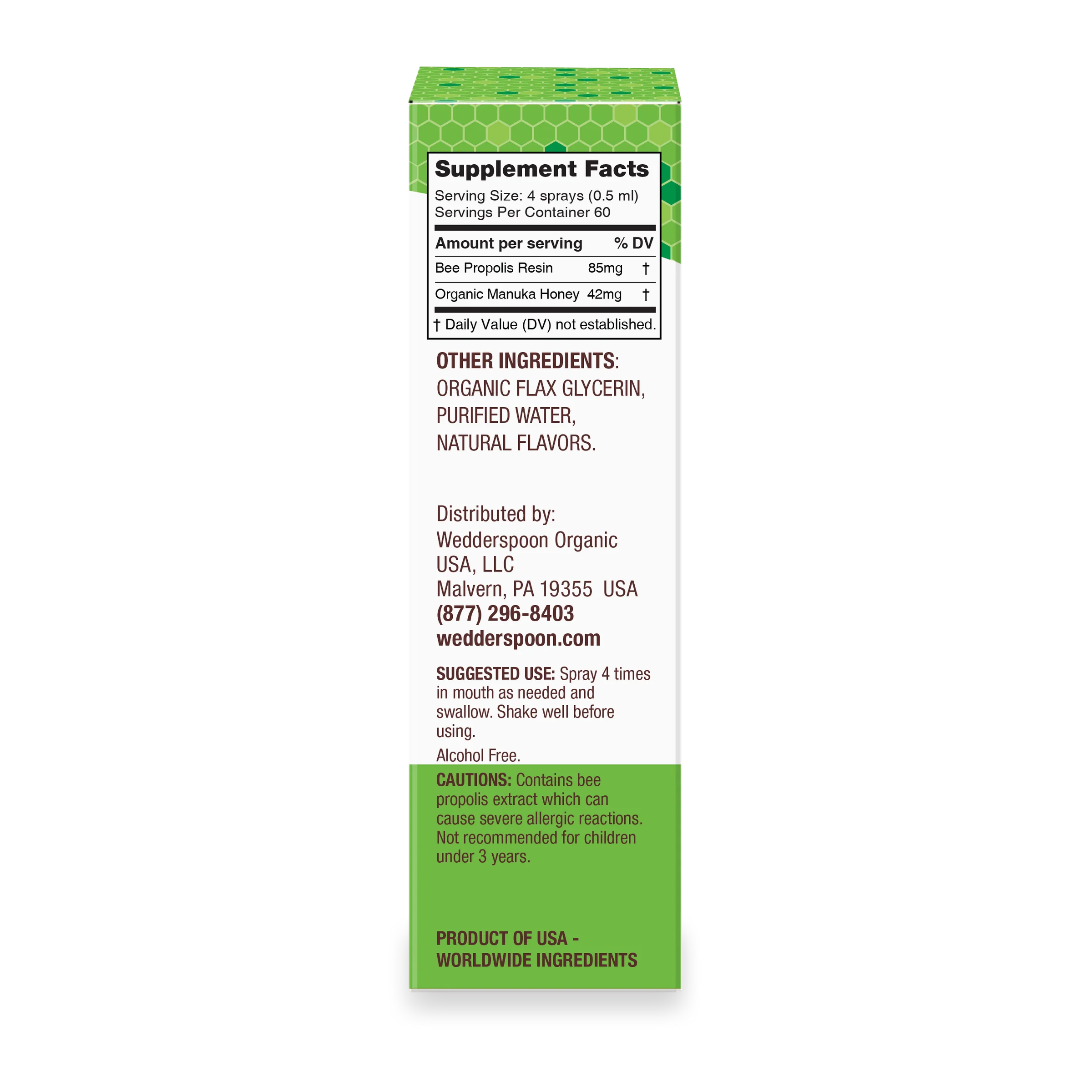 Manuka Honey and Propolis - MGO 400+  - Throat Spray - Chamomile Mint - Natural Flavoured - Wedderspoon - 30ml