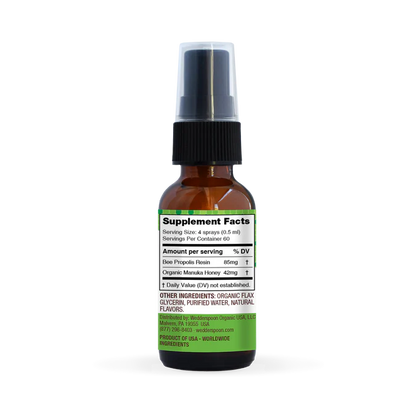 Manuka Honey and Propolis - MGO 400+  - Throat Spray - Chamomile Mint - Natural Flavoured - Wedderspoon - 30ml