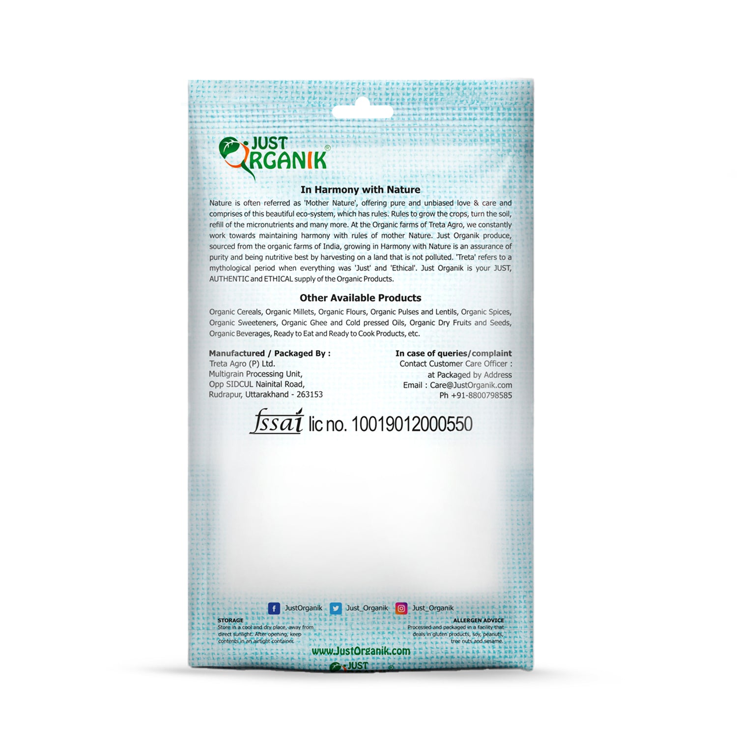 Chana Besan - USDA Organic - Just Organik - 500gm