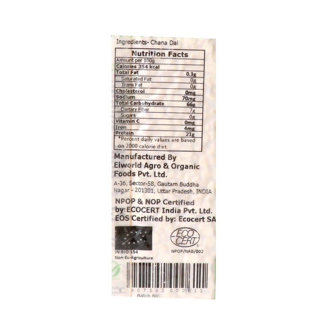 Chana Dal | Organic - Elworld Organic – 500gm