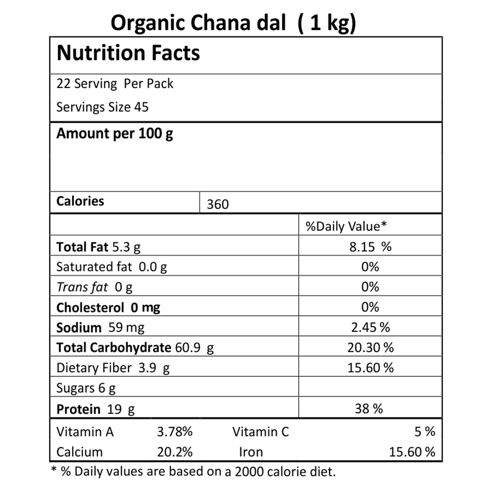Chana Dal | USDA Organic - Just Organik - 500gm