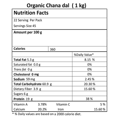 Chana Dal | USDA Organic - Just Organik - 500gm