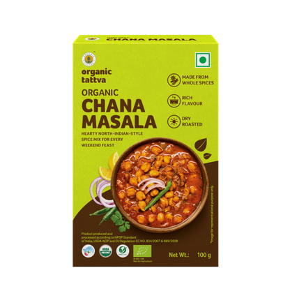 Chana Masala - USDA Organic - Vegan, Hearty North Indian Style Spice For Every Weekend Feast - Organic Tattva - 100gm