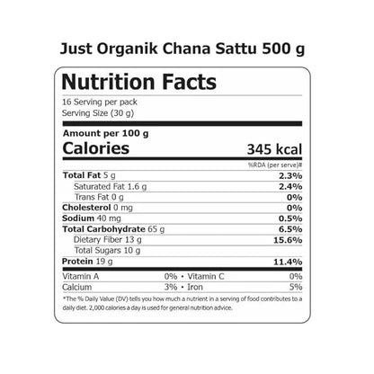 Chana Sattu - USDA Organic - Just Organik - 500gm