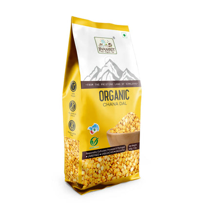 Chana Dal | Organic Yellow Chana Dal  -100% Vegan, Unpolished, Gluten Free - No Pesticides - Jivamrit – 500gm