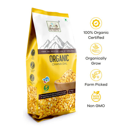 Chana Dal | Organic Yellow Chana Dal  -100% Vegan, Unpolished, Gluten Free - No Pesticides - Jivamrit – 500gm