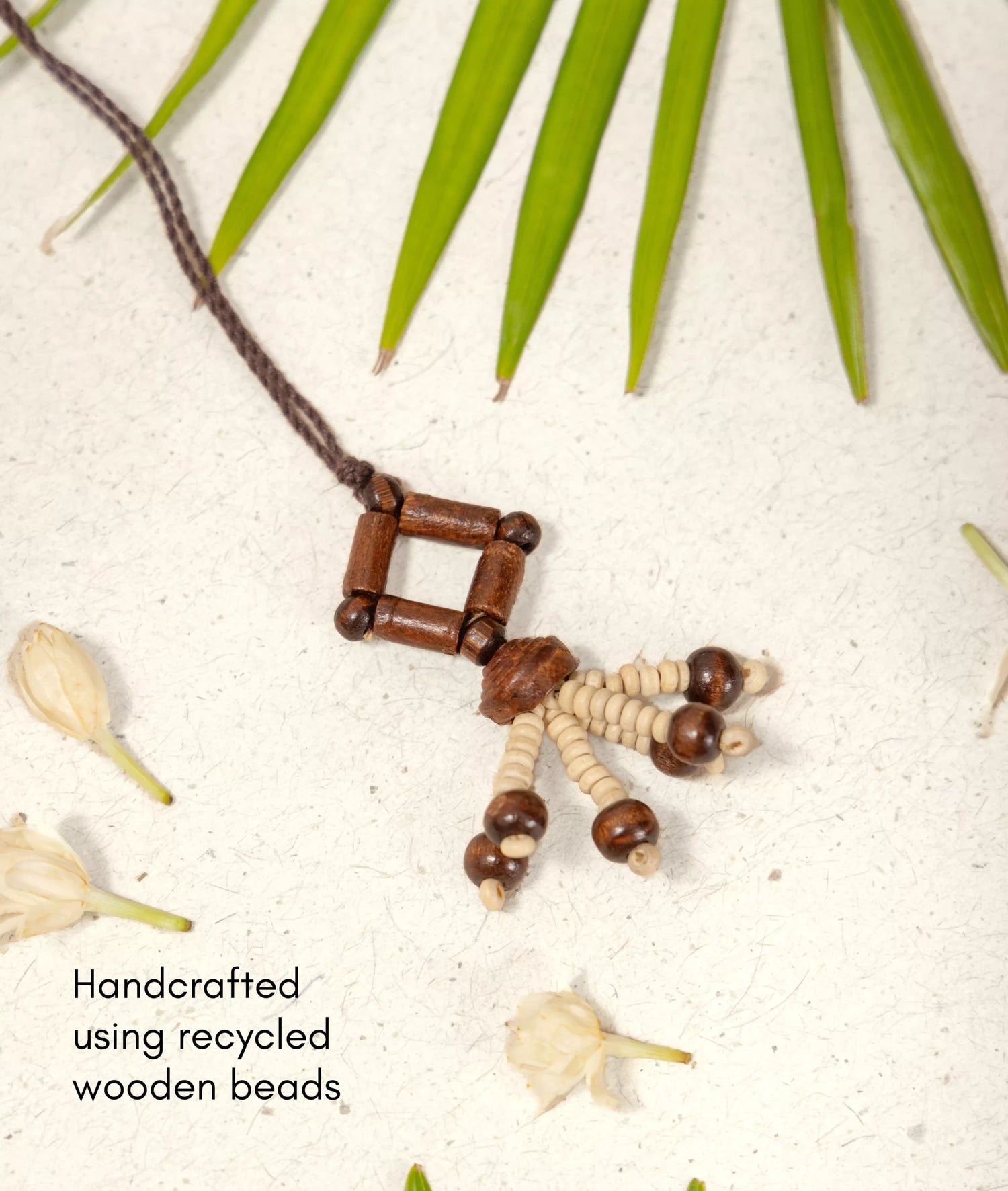 Rakhi | Chandan Phool Lumba (Made From Cotton, Jute, Wooden beads &amp; With Pressed Flower Petals) – Handcrafted – Eco Friendly – Nature’s Soul - Single Piece