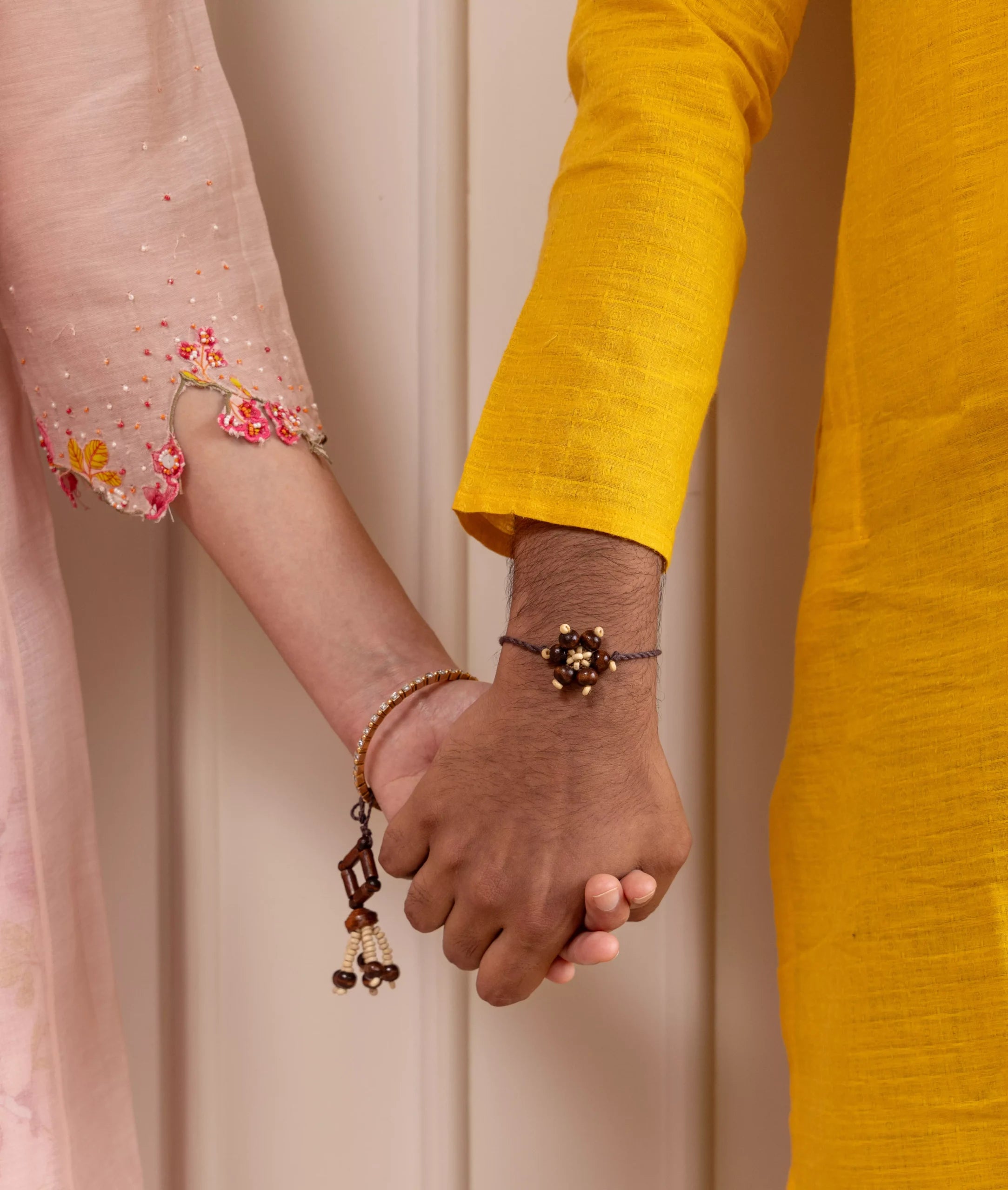 Rakhi | Chandan Phool Lumba (Made From Cotton, Jute, Wooden beads &amp; With Pressed Flower Petals) – Handcrafted – Eco Friendly – Nature’s Soul - Single Piece