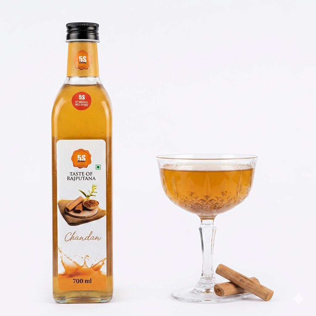 Sharbat | Chandan Sharbat - Taste Of Rajputana - No Added Distillation & No Food Color - 5s Farm - 700ml