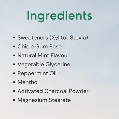 Charcoal Mint Chewing Gum - Sweet - 15 Pieces Per Pack - Natural - Indian - Vegan, Sugar Free &amp; Plastic Free - Gud Gum - 21gm