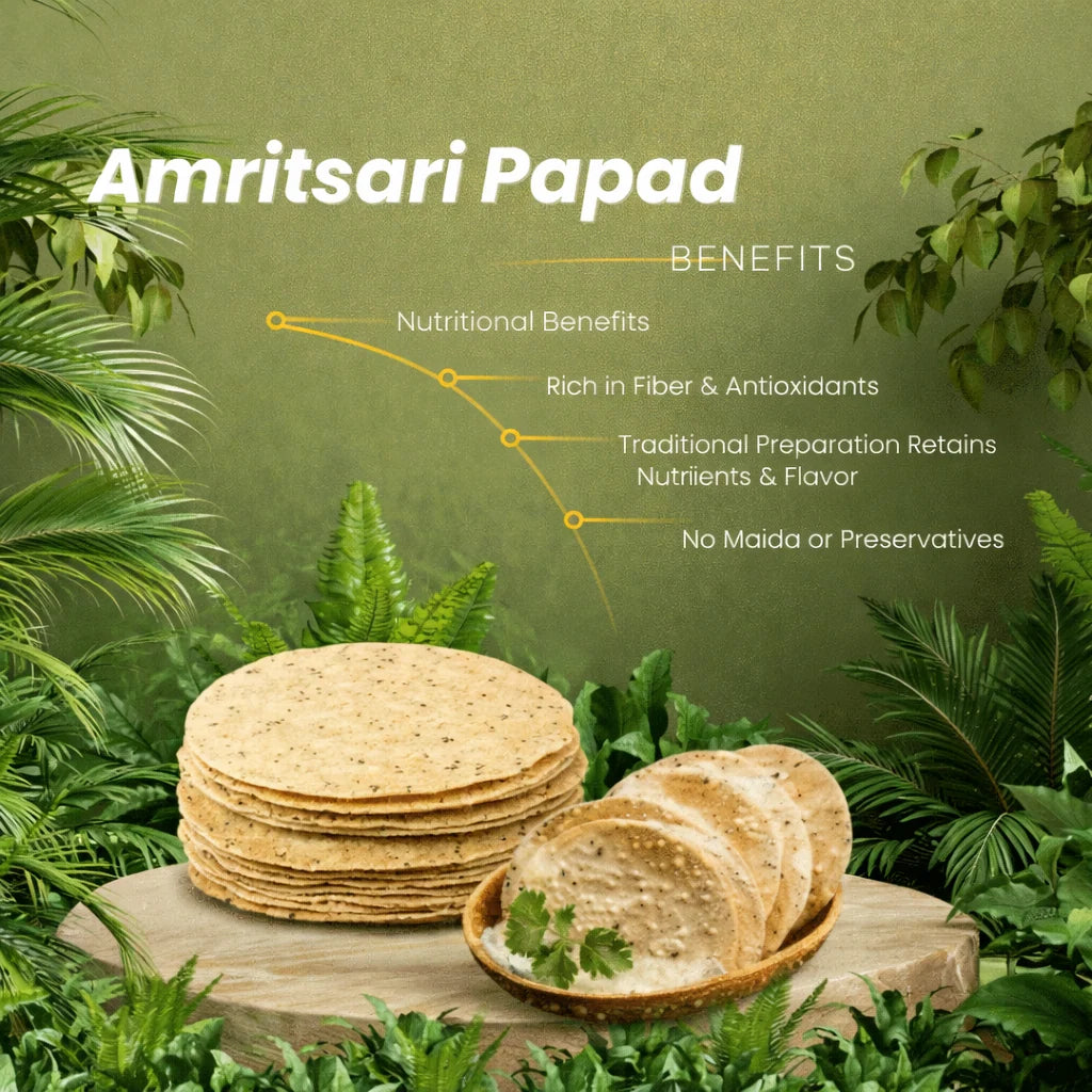 Papad | Organic Amritsari Papad - 100% Organic - USDA Organic -Preservative-Free - No Chemicals, Non-GMO &amp; No Artificial colors -Organic Kheti Farm- 200gm