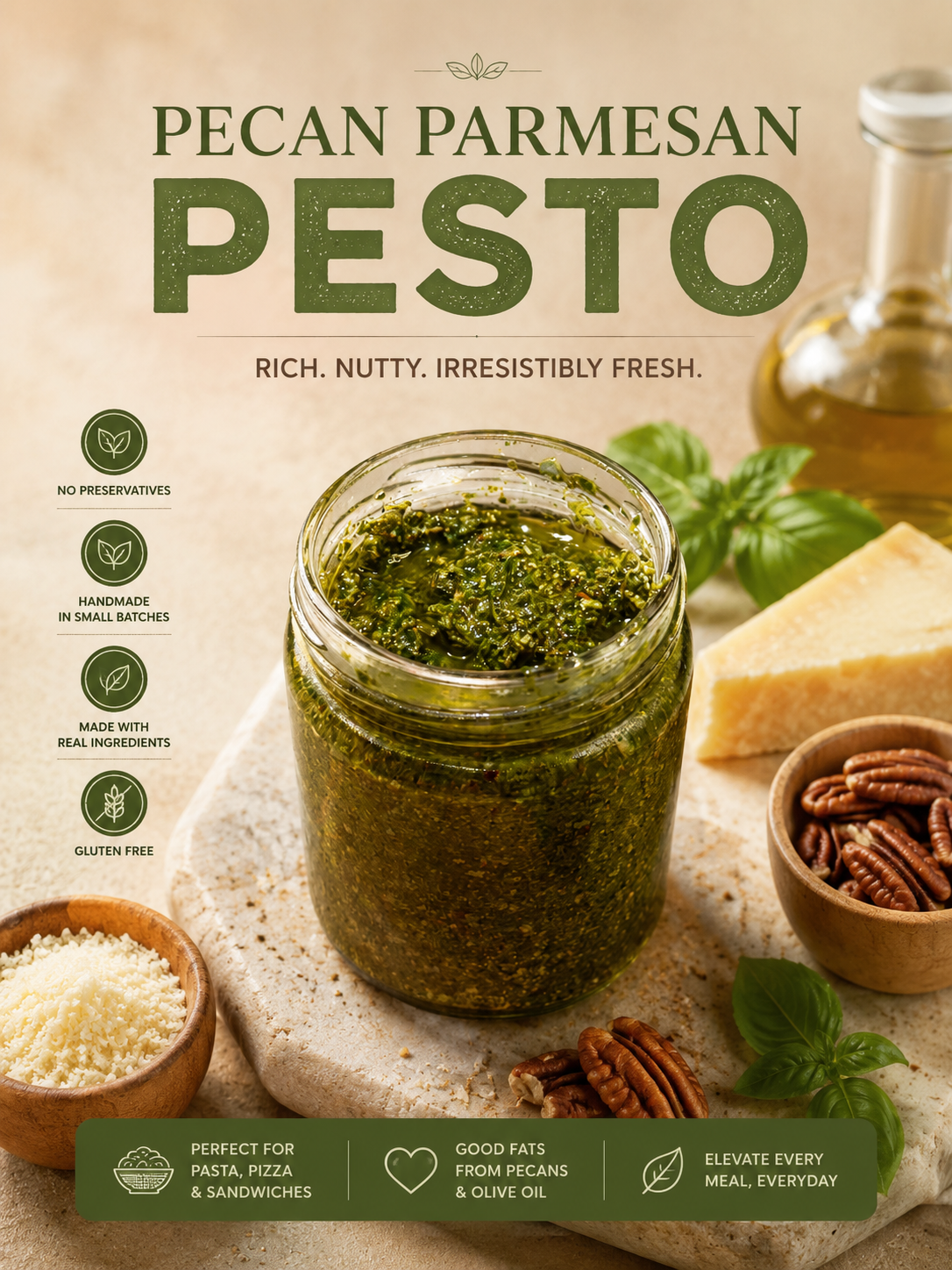 Pecan Parmesan Pesto - Fresh - Made With Organic Ingredients - Nature&