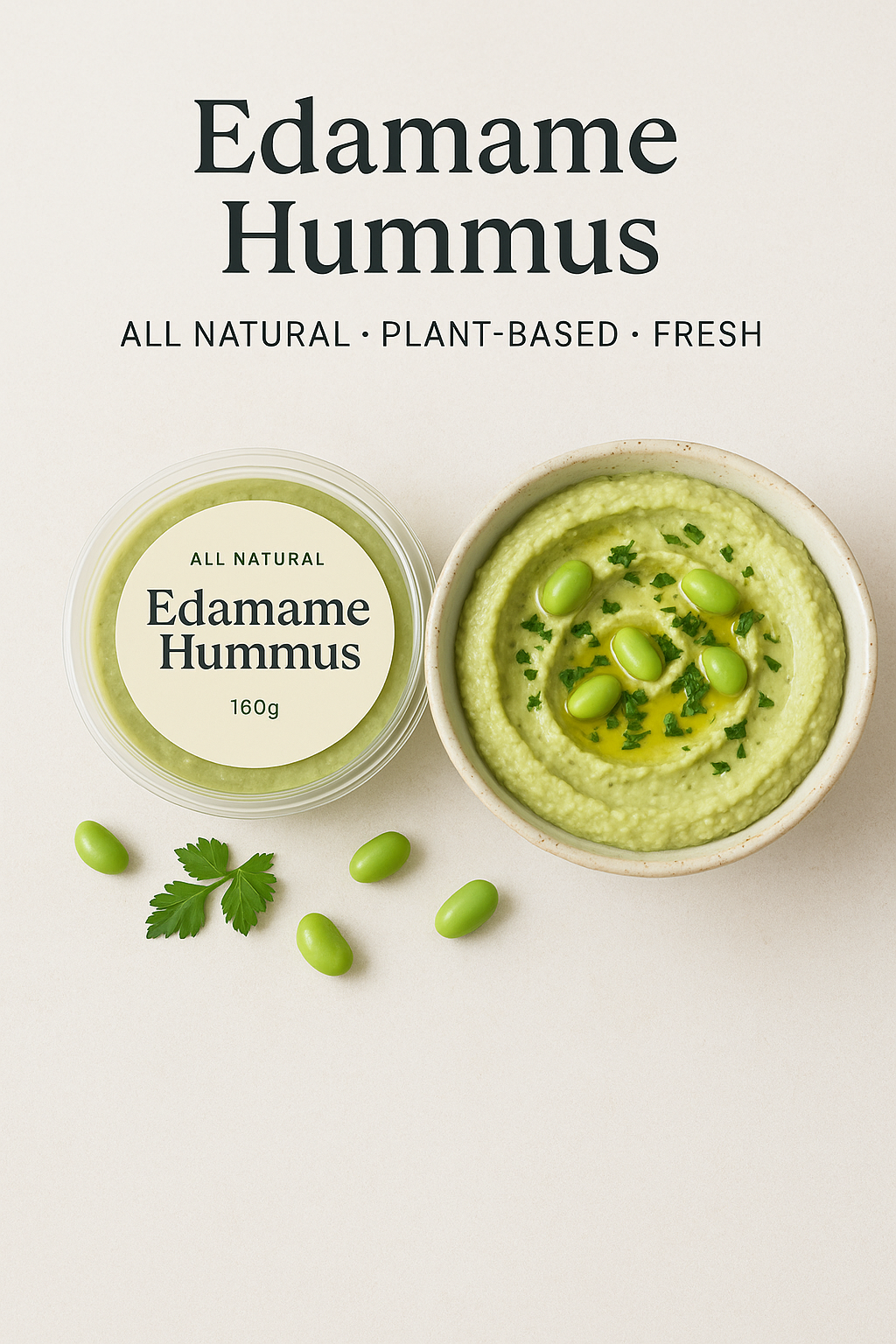 Edamame Hummus - Fresh - Vegan &amp; Gluten Free - Made Fresh with Organic Ingredients - 160gm