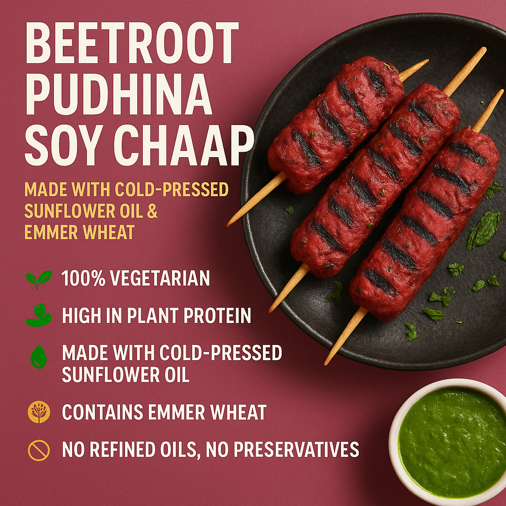 Beetroot Pudhina Soy Chaap - Fresh - Made from Cold Pressed Sunflower Oil - 250gm