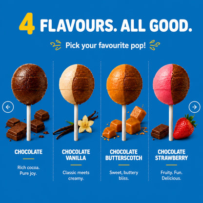 Lollipops | Organic Chocolate lollipops - Made With Real Fruit Pops - 100% Plant Based , Chemical Free, No Refined Sugar- Zushu - 12Pops - 114gm