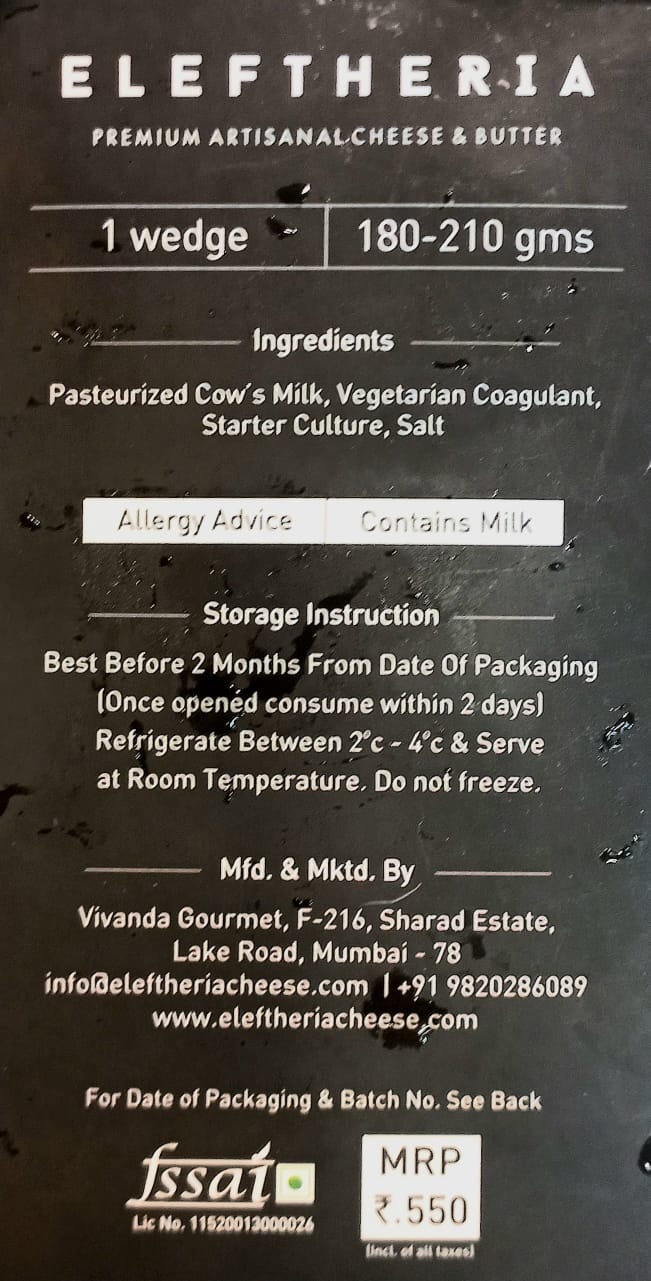 Cheddar Cheese | Moony – Cloth Bound Cheddar - Eleftheria Cheese - 200gm