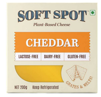 Vegan Cheddar Cheese | Pasteurized - Gluten Free, Dairy Free &amp;amp; Lactose Free - Soft Spot Foods – 200gm
