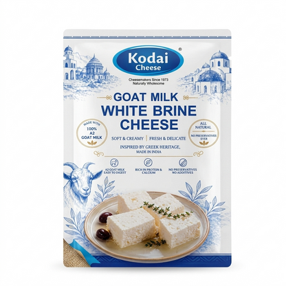 Cheese | White Brine Cheese ( Goat Milk) -100% A2 Goat Milk -No Preservatives- Kodai - 200gm