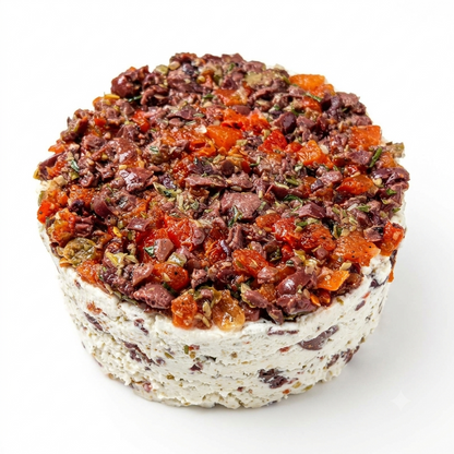Cheese | Mediterranean Olive and Roasted Pepper Goat Cheese Wheel - Fresh Marinated  - No Preservatives - Nature&