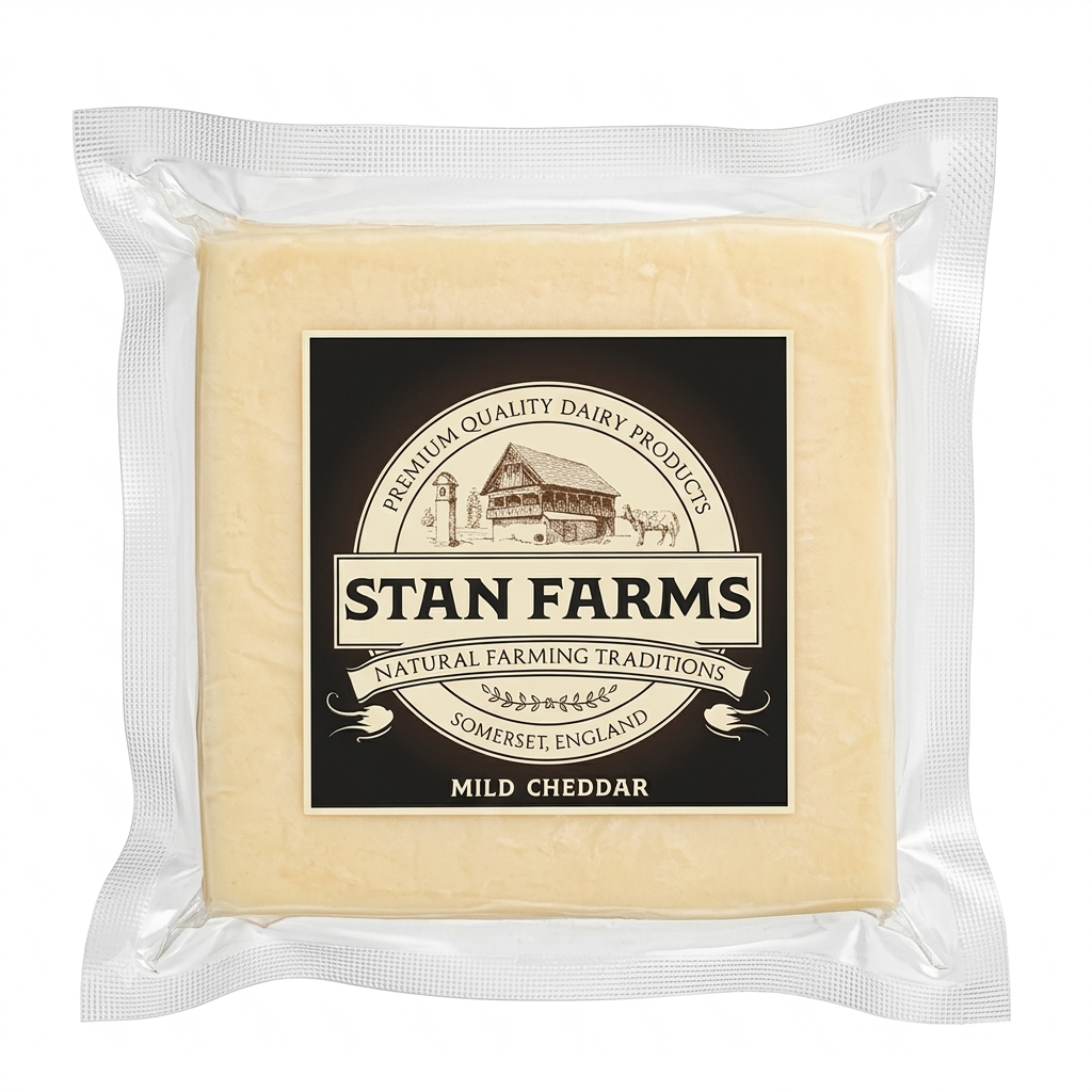 Mild Cheddar Cheese (White Cheddar Cheese)   -Pasteurized - Natural Farming Traditions - Stan Farms - 200gm