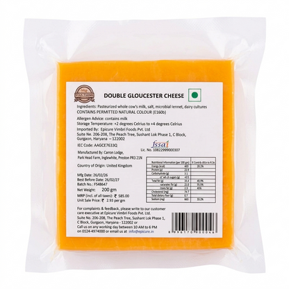 Double Gloucester -Pasteurized - Natural Farming Traditions - Stan Farms - 200gm