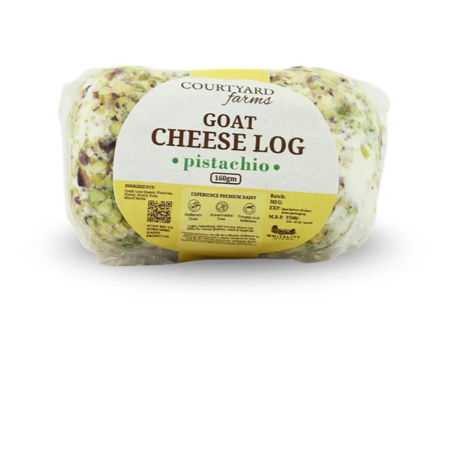 Cheese | Goat Cheese LOG - Pistachio - Free Range Goat Milk - No Added Preservatives - Courtyard Farms - 160gm