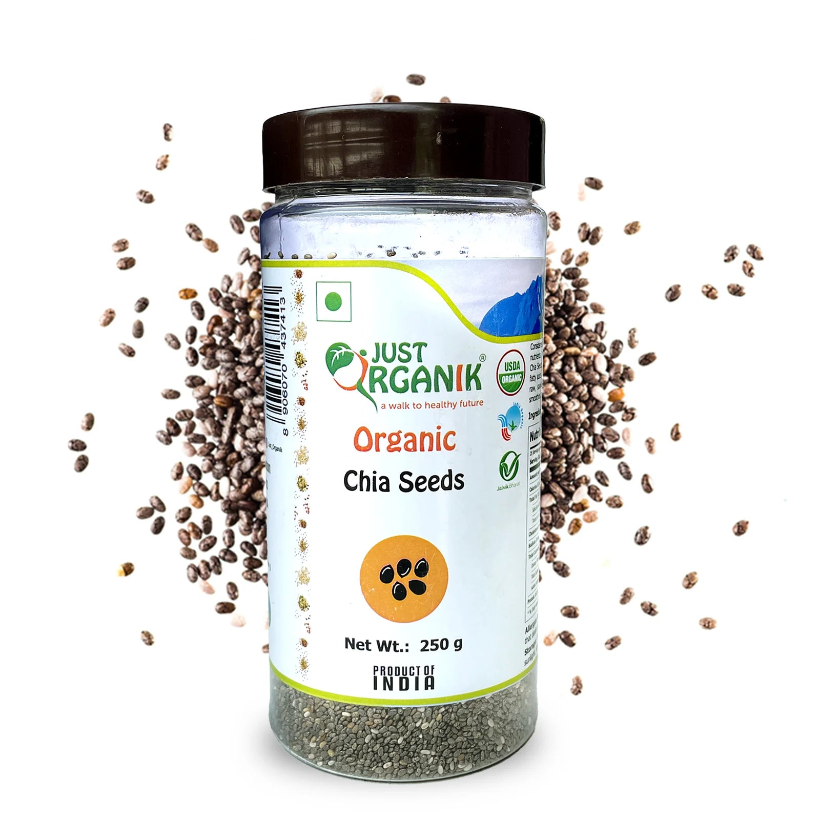 Chia Seeds | USDA Organic - Just Organik - 250gm