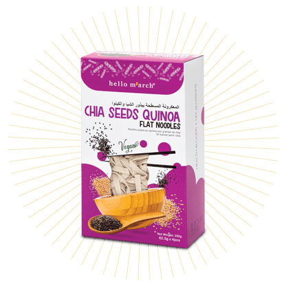 Noodles | Chia Seeds Quinoa Flat Noodles (Made From High Protein Wheat Flour, Organic Raw Quinoa) - Vegan, No Preservatives, No Artificial Colouring &amp; No Flavouring - Hello M&