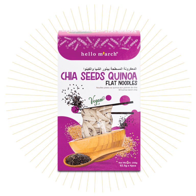 Noodles | Chia Seeds Quinoa Flat Noodles (Made From High Protein Wheat Flour, Organic Raw Quinoa) - Vegan, No Preservatives, No Artificial Colouring &amp; No Flavouring - Hello M&