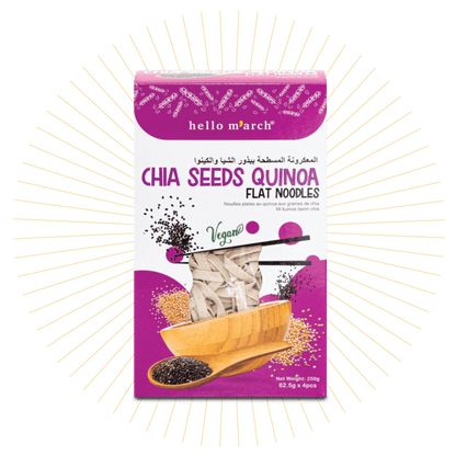 Noodles | Chia Seeds Quinoa Flat Noodles (Made From High Protein Wheat Flour, Organic Raw Quinoa) - Vegan, No Preservatives, No Artificial Colouring &amp; No Flavouring - Hello M&