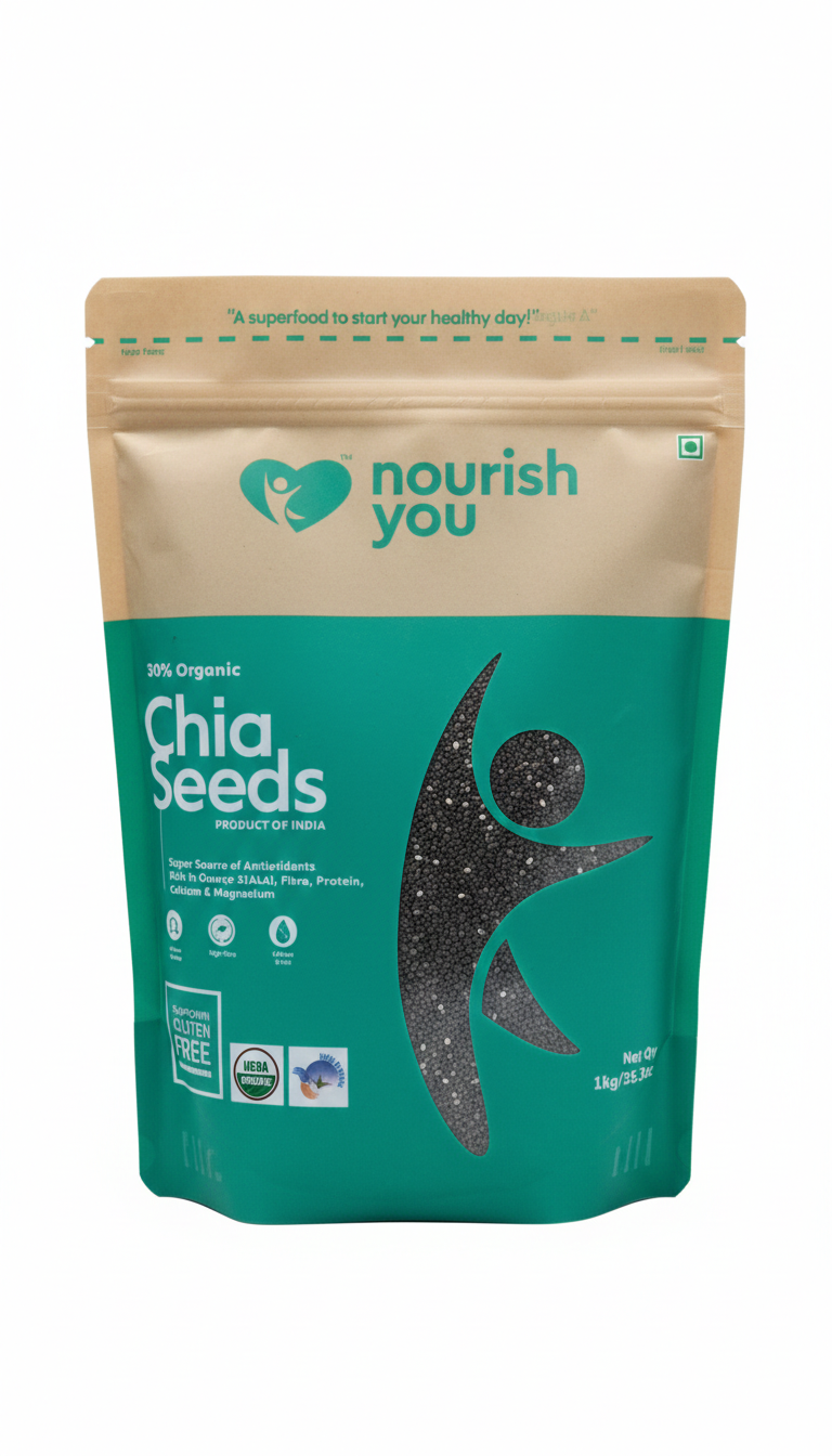 Chia Seed | Black Chia Seeds –USDA Organic- Vegan, Gluten Free, Keto Friendly, Super Source Of Antioxidants Omega-3 Ala, Fibre, Protein, Calcium, Magnesium &amp;amp; Copper - Nourish You – 1000gm