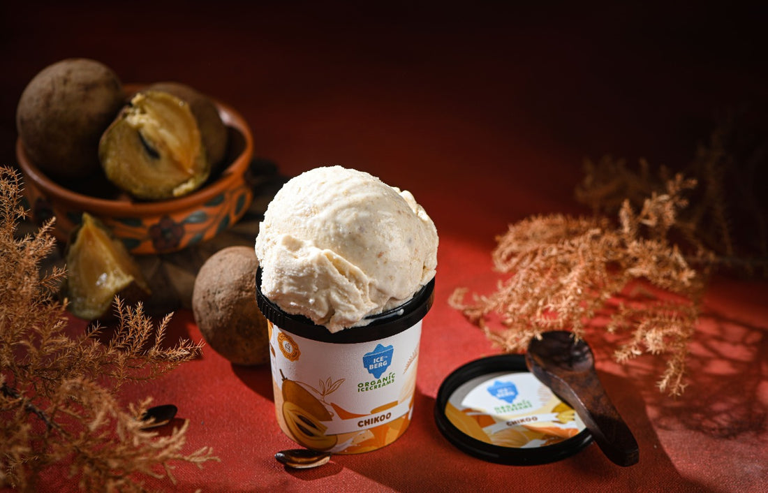 Chikoo Ice Cream | (Made From A2 Milk &amp;amp; Sweetened With Dhaga Mishri) - Iceberg Organic Ice Cream – 125ml