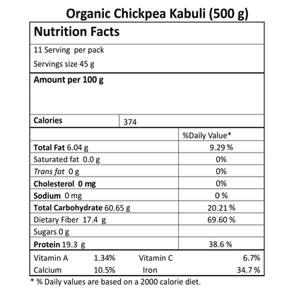 Chickpea Kabuli | USDA Organic - Just Organik – 500gm