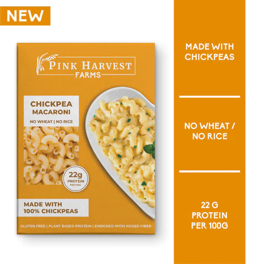Pasta | Chickpea Macaroni – Vegan, Gluten Free, High Protein, Enriched With Added Fiber, No Wheat & No Rice – Pink Harvest Farms – 200gm