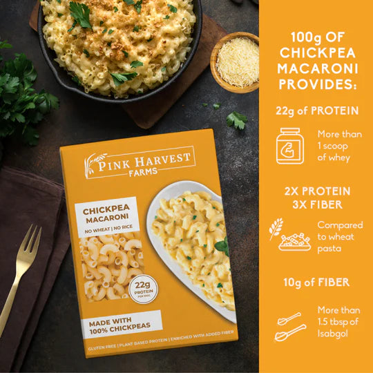 Pasta | Chickpea Macaroni – Vegan, Gluten Free, High Protein, Enriched With Added Fiber, No Wheat &amp;amp; No Rice – Pink Harvest Farms – 200gm