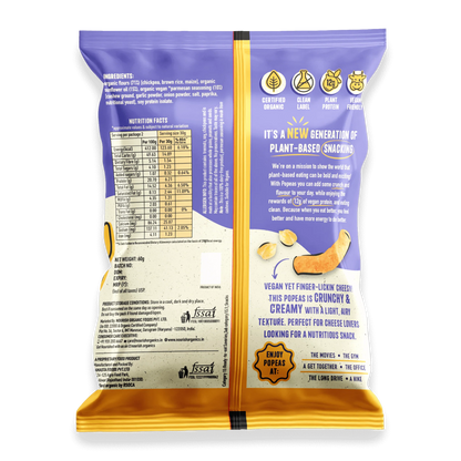 Chickpeas Puffs | Popeas (Baked) - Vegan Parmesan - 12gm Protein - Crunchy &amp;amp; Creamy With A Light Airy Texture - Organic - Gluten Free - Nourish Organics - 60gm