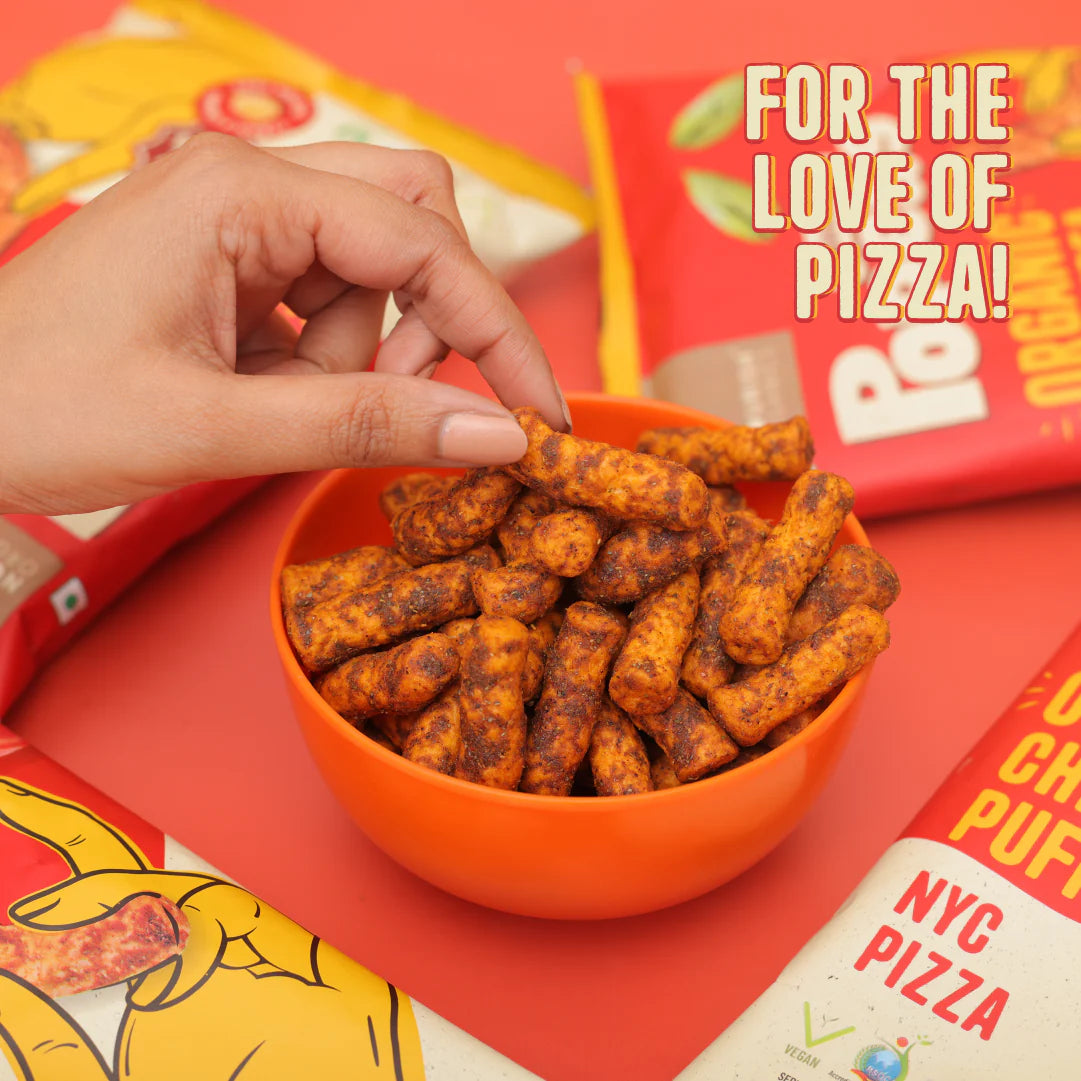 Chickpeas Puffs | Popeas (Baked) – Nyc Pizza - 12gm Protein – Crispy &amp;amp; Crunchy – Organic – Vegan &amp;amp; Gluten Free – Nourish Organics – 60gm