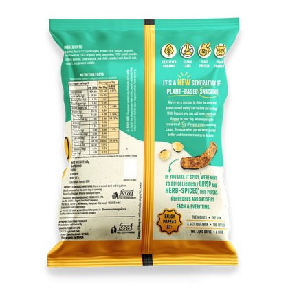Chickpeas Puffs | Popeas (Baked) - Spicy Mint - 12gm Protein - Organic - Vegan &amp; Gluten Free - Nourish Organics - 60gm
