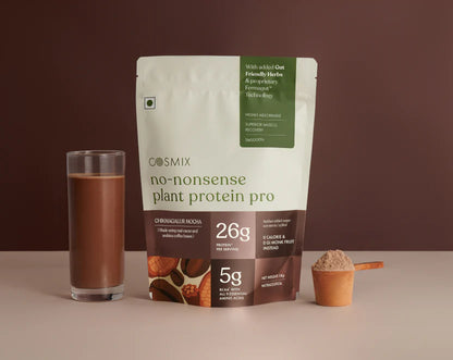 Protein Powder | Chikmagalur Mocha Pro - 26gm Protein Per Serving - Vegan, Gluten Free, Soy Free, No Trans Fat, No Added Sugar, Gums, Enzymes &amp; No Added Artificial Flavours - Cosmix - 500gm